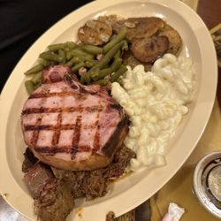 Robyn's - Half'n'Half smoked pork chop and burnt ends!
