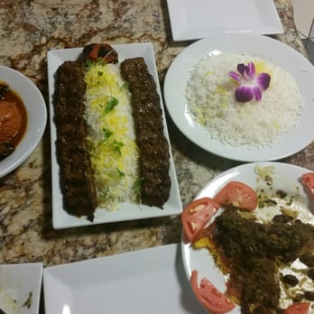 Amoo's Restaurant - Our delicious dinner - Khoresht Bademjan, Kabob Koobideh, and Ghormeh Sabzi over Tahdeeg. - Persian/Iranian Near Me - McLean, Virginia Amoo's Restaurant - Our delicious dinner - Khoresht Bademjan, Kabob Koobideh, and Ghormeh Sabzi over Tahdeeg. - Persian/Iranian Near Me - McLean, Virginia