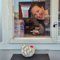 Nancy eagerly awaiting a scoop of chocolate Mandarin Nancy eagerly awaiting a scoop of chocolate Mandarin