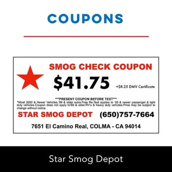 Star Smog Depot - Coupon - Smog Check Stations Near Me - Colma, California