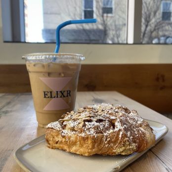 Elixr Coffee - Almond croissant, Irish Potato latte + the worlds silliest straw - Coffee Roasteries Near Me - Philadelphia, Pennsylvania Elixr Coffee - Almond croissant, Irish Potato latte + the worlds silliest straw - Coffee Roasteries Near Me - Philadelphia, Pennsylvania