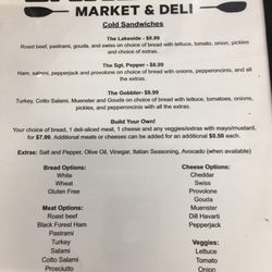 Lakeside Market - Sandwich Menu