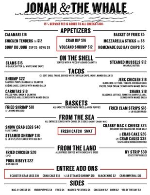 Menu photo 1 Jonah and the Whale Ocean City, MD