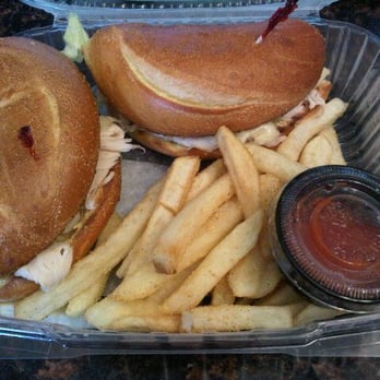 Bagel Me! - Turkey Bacon Swiss on an Egg Bagel with french fries! - Bagels Near Me - Orange, California Bagel Me! - Turkey Bacon Swiss on an Egg Bagel with french fries! - Bagels Near Me - Orange, California