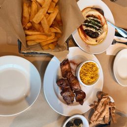 Chicken Skewer Hummus Moroccan Beef Green Herb Falafel Fries Chicken Skewer Hummus Moroccan Beef Green Herb Falafel Fries