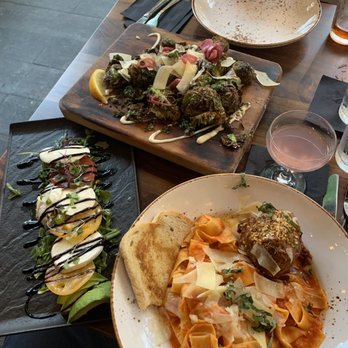 ProAbition - Pasta and truffle meatball. Avocado caprese. Sweet n spicy Brussels sprouts. All of it was amazing and I would get again! - New American Near Me - Riverside, California ProAbition - Pasta and truffle meatball. Avocado caprese. Sweet n spicy Brussels sprouts. All of it was amazing and I would get again! - New American Near Me - Riverside, California
