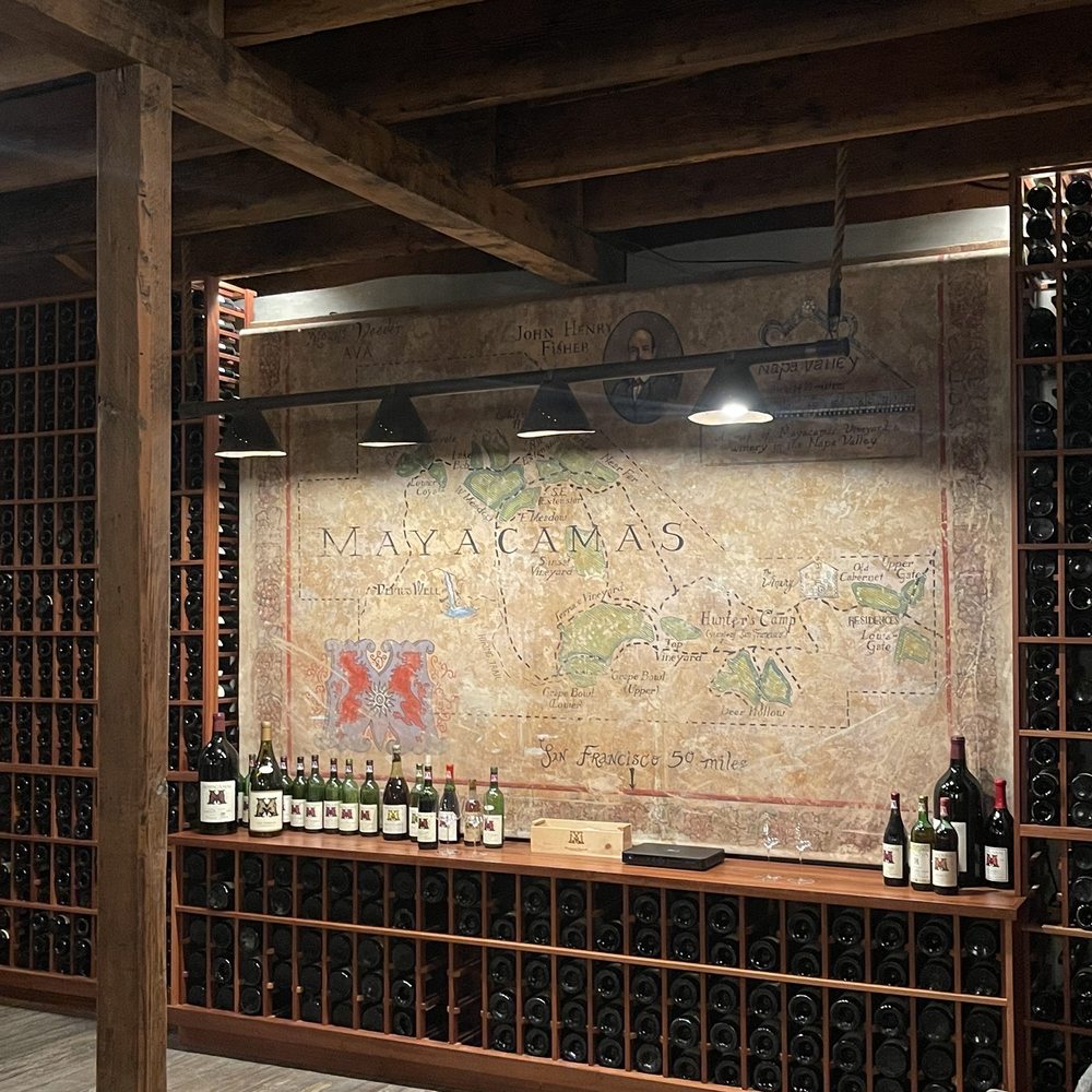 Mayacamas - Downtown - a wine cellar with a map on the wall - Wine Tasting Room Near Me - Napa, California Mayacamas - Downtown - a wine cellar with a map on the wall - Wine Tasting Room Near Me - Napa, California