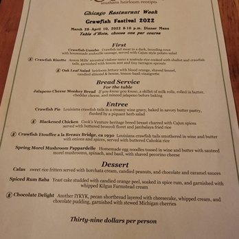 Big Jones - Restaurant week 2022 menu (during the last week of restaurant week) - Southern Near Me - Chicago, Illinois