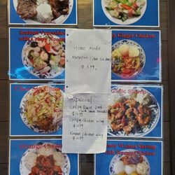 Hawaii BBQ Deli - Photo displays at counter, Aug 2021