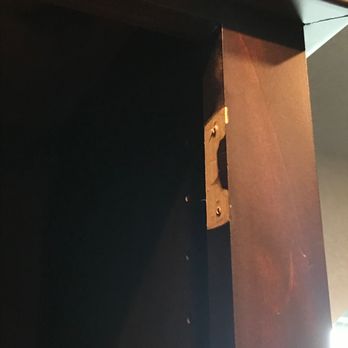 Lakeside Woodworks - Cabinet on left side of sink where door was hung backwards upon delivery by Lakeside, and reversed after staining. Lakeside did not correct - Carpenters Near Me - Aubrey, Texas Lakeside Woodworks - Cabinet on left side of sink where door was hung backwards upon delivery by Lakeside, and reversed after staining. Lakeside did not correct - Carpenters Near Me - Aubrey, Texas