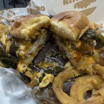 On A Bun - 4th Avenue Catfish Sandwich- 4th Ave (the addition of collards and mac cheese) is optional so if you don't see it, just ask for it. - Burgers Near Me - Birmingham, Alabama On A Bun - 4th Avenue Catfish Sandwich- 4th Ave (the addition of collards and mac cheese) is optional so if you don't see it, just ask for it. - Burgers Near Me - Birmingham, Alabama