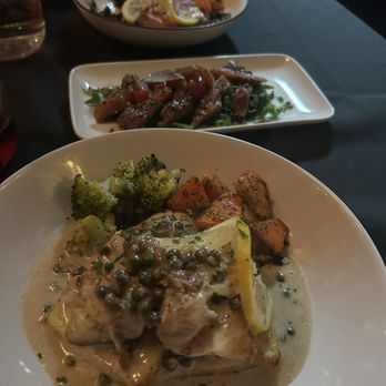 Salmon n' Bannock - Sablefish with polenta, candied salmon, and salmon with wild rice. - Canadian (New) Near Me - Vancouver, British Columbia