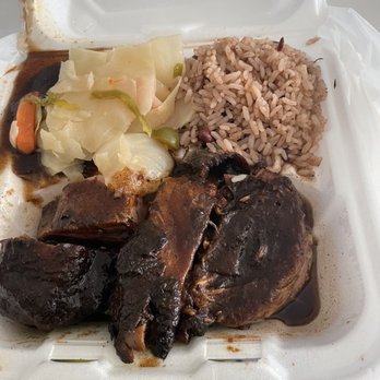 Island Jerk Hut - Jerk chicken with cabbage and rice and beans - Caribbean Near Me - Chesapeake, Virginia