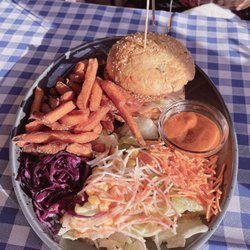 Zic Zac Basel - I'm vegetarian so veggie burger for me, with yam fries!