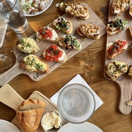 "The 16" variety of crostini and Mushroom Potato soup.