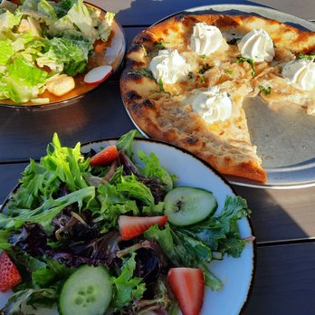 Oak & Stone - Side house salad, Ceasars salad and Whote pizza - Pizza Near Me - Bradenton, Florida