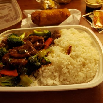 New China Restaurant - Beef and broccoli with white rice - Chinese Near Me - Springfield, Illinois