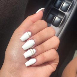 White gel polish with gold accents!