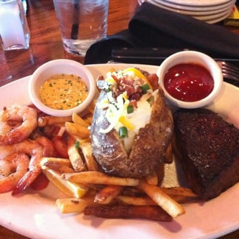 Outback Steakhouse - Heaven in your mouth! Sirloin with grilled shrimp, dressed baked potato - Steakhouses Near Me - Vacaville, California Outback Steakhouse - Heaven in your mouth! Sirloin with grilled shrimp, dressed baked potato - Steakhouses Near Me - Vacaville, California