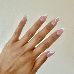 Gel extensions with French/white nail design Gel extensions with French/white nail design