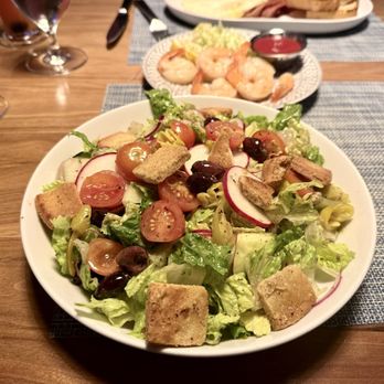 Bistro 101 - Greek salad and shrimp cocktail - American Near Me - Rohnert Park, California