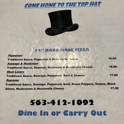 Top Hat Tavern - Menu