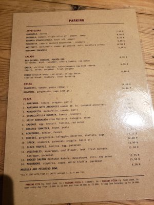Menu photo 1 Parking Pizza Barcelona, B Menu photo 1 Parking Pizza Barcelona, B