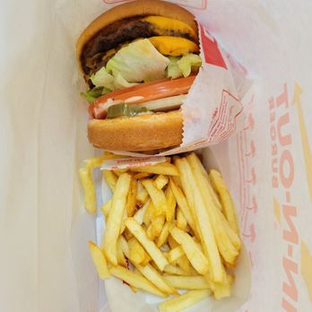 In-N-Out Burger - Double double with extra lettuce, grilled and raw onions and pickles. Plus fries! - Fast Food Near Me - Pleasant Hill, California In-N-Out Burger - Double double with extra lettuce, grilled and raw onions and pickles. Plus fries! - Fast Food Near Me - Pleasant Hill, California