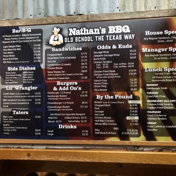 Nathan's BBQ - Menu - Barbeque Near Me - Brenham, Texas