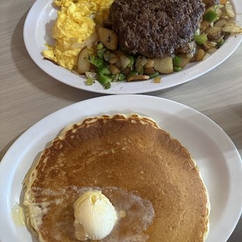 Tnt's Cafe - ground sirloin breakfast with side of pancake - Breakfast & Brunch Near Me - Hesperia, California Tnt's Cafe - ground sirloin breakfast with side of pancake - Breakfast & Brunch Near Me - Hesperia, California