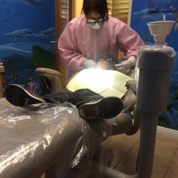 My 2 year old in the underwater Nemo room getting his teeth cleaned....he loved it!