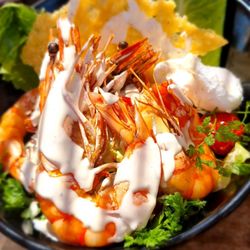 Restaurant La Reine Jeanne - Salade de gambas