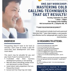 Sandler Training - Mastering Cold Calling: Techniques That Get Results Sep 25, 2018 7:30 AM