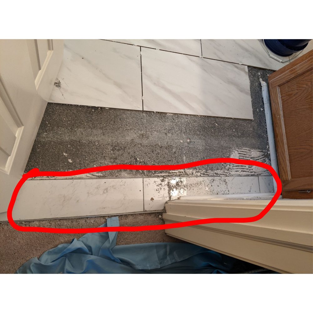 Romanoff Renovations - Old polished tile that he didn't remove vs the new matte tile - Flooring Near Me - Ashland, Virginia Romanoff Renovations - Old polished tile that he didn't remove vs the new matte tile - Flooring Near Me - Ashland, Virginia