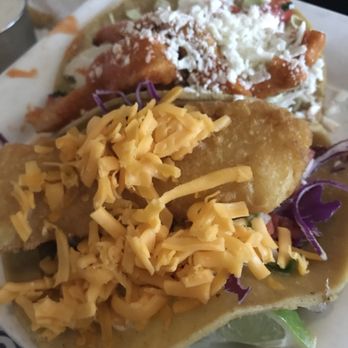Brigantine - Front: Fish Taco (good)     Back:  Spicy Chicken Taco (mehhh) - Seafood Near Me - La Mesa, California