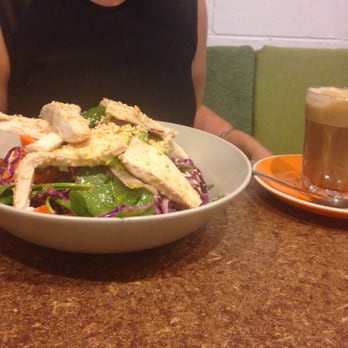 1 Abercrombie Lane - Orange glazed carrot & miso chicken salad with a soy latte on the side - Cafes Near Me - Sydney, NSW