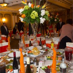 A gorgeous exotic flower centerpiece at the wedding that we planned.