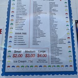 Summer Snow - Menu - Snowcone flavors