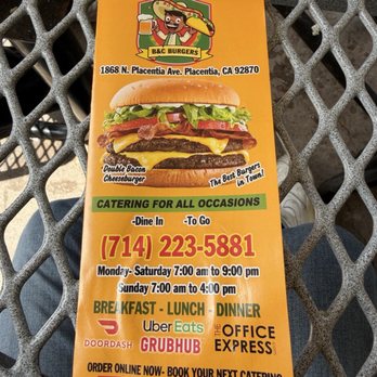 B & C Burgers - Menu - Burgers Near Me - Placentia, California