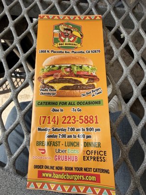 Menu photo 4 B & C Burgers Placentia, CA
