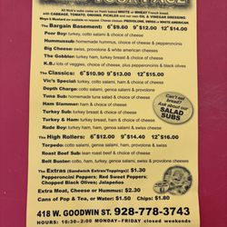 Nick's Feed Your Face - Menu
