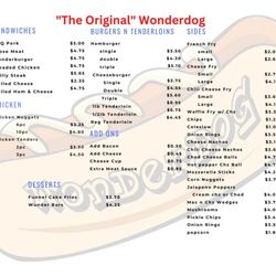 "The Original" Wonderdog - Menu