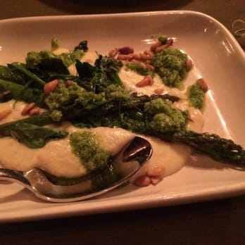 AOC - Roasted asparagus, Parmesan pudding, fava pesto, pine nuts - Cocktail Bars Near Me - Los Angeles, California