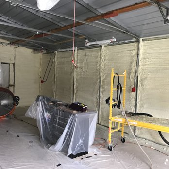 Vet Foam Solutions - Closed cell spray foam being installed in metal structure - Insulation Installation Near Me Vet Foam Solutions - Closed cell spray foam being installed in metal structure - Insulation Installation Near Me