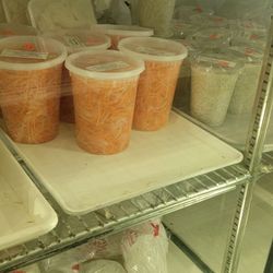 Freshly made pickled carrots/radish and drinks