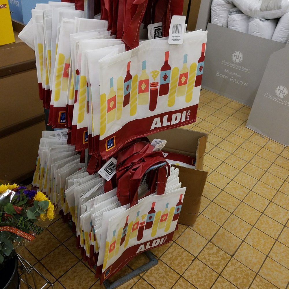 ALDI - a display of bags and bags for sale - Grocery Near Me - Middletown, New York