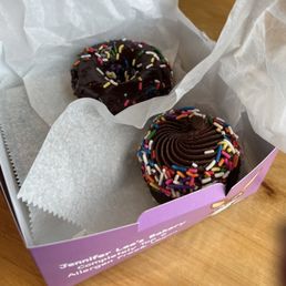 Donut and cupcake closeup. Donut and cupcake closeup.