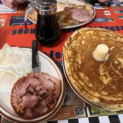 Sparky's Cafe - 8. Sparky's Breakfast with Choice of Meat. This is the 8a, the smaller version, with eggs, ham, and blueberry pancake