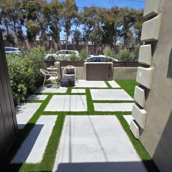 Campos Landscaping - New commercial grade turf, new concrete pads to our preferred detail layout. New front gate and side gate/enclosure - Landscaping Near Me Campos Landscaping - New commercial grade turf, new concrete pads to our preferred detail layout. New front gate and side gate/enclosure - Landscaping Near Me