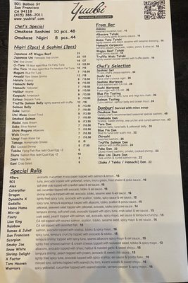 Menu photo 7 Yuubi Japanese Restaurant San Francisco, CA Menu photo 7 Yuubi Japanese Restaurant San Francisco, CA